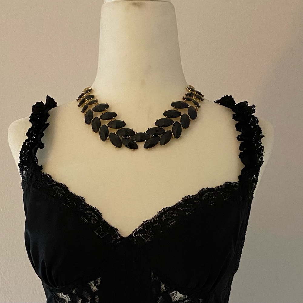 Vintage Black and Gold Leaf Necklace